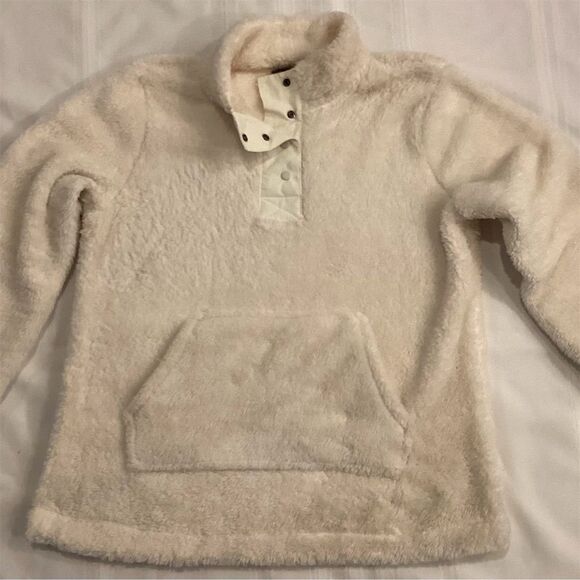 Eddie Bauer Women's White Sherpa Pullover  XL Stand Collar - Picture 1 of 6